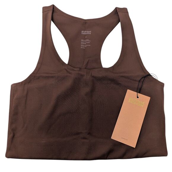 Girlfriend Collective Brown Paloma Racerback Sports Bra Medium NWT - Picture 2 of 5